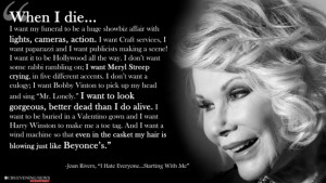 We lost another great yesterday. Joan Rivers passed away at 81. She ...