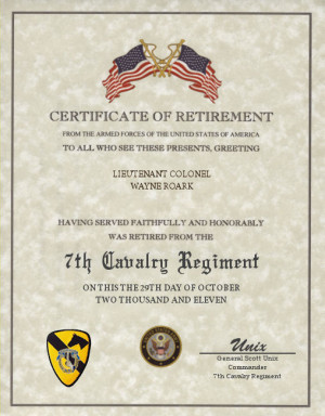 Lieutenant Colonel Roark Retires - 29 Oct 2011