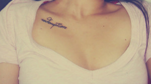 collarbone, girl, ink, redemption, tattoo, woman