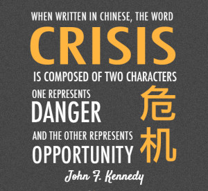 When written in chinese the word crisis is composed of two characters ...