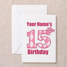 Pink Argyle 15th Birthday - Personalized! Greeting for
