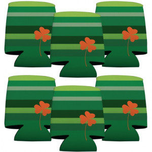 St. Patrick's Day Koozie - Set of 12 - Green Stripes with Orange ...