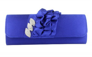 ... Ruched Crystal Party Evening Clutch Shoulder Bag Ball Purse-Royal Blue