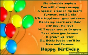 Cute birthday quote poem for a sweet nephew