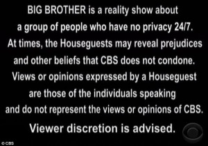 CBS adds disclaimer note at the start of every Big Brother show in the ...