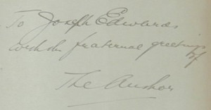 First Edition Issue Inscribed By Sinclair To Joseph Edwards