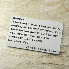 Alloy Wallet Insert Card Personalized Gift - Heartwarming Father's Day ...