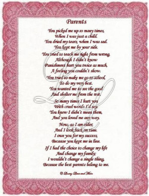 Parents poem is for parents telling them they are the best. Poem may ...