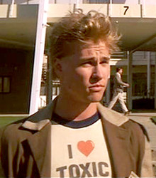 ... wearing his “I Love Toxic Waste” costume in “Real Genius