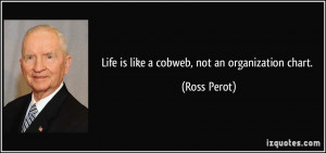 Life is like a cobweb, not an organization chart. - Ross Perot
