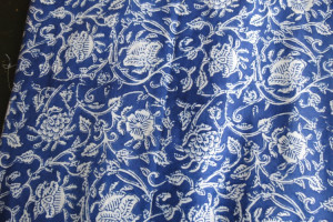 INDIGO FLOWER INDIAN BLOCK PRINT FABRIC HF53