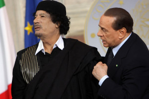 al-Gaddafi and Silvio Berlusconi Photo - Muammar Gaddafi Meets