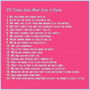 20 things girls want guys to know