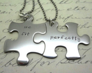 Puzzle Piece Couples Necklace Set - Hand Stamped Custom - His and Hers ...