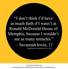... -old Savannah had to say about Ronald McDonald House of Memphis. More