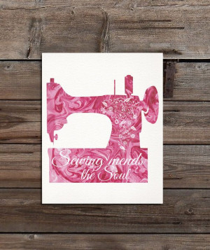 Sewing Room Decor art print Sewing mends the soul by TheArtyApples, £ ...