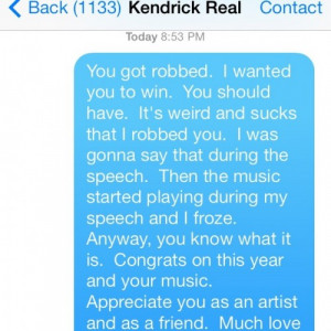 Macklemore Texts Kendrick Lamar After Grammy Sweep
