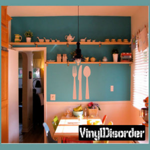 spoon and fork Kitchen Labels Vinyl Wall Decal Sticker Mural Quotes ...