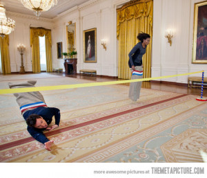 Funny photos funny Michelle Obama potato sack race