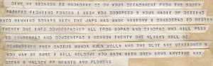 Message received from Adm. Halsey ca. 1 November 1943.