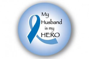 Cancer Hero Button - Dark Blue (Colon Cancer) - Husband