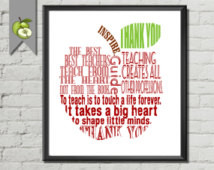Teacher Appreciation gift teacher q uotes-Thank you -Teacher Apple ...