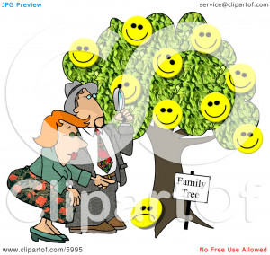 Family Tree Clip Art Male Genealogist Looking Through A Magnifying ...