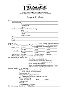 Request For Quote Forms...