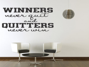 ... Never Quit Sports Vinyl Wall Sticker Art Inspirational Decal Quote