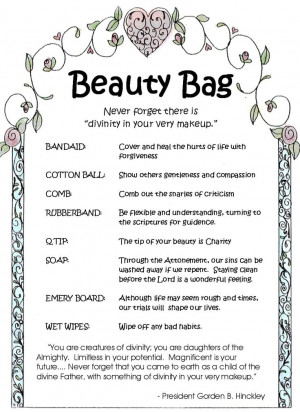Beauty Bags. Good thought for Relief Society. Maybe beauty shop at ...