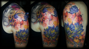 Buddha, color splash and lotos tattoo: Color Splash, Colors Splash