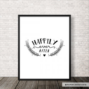 Happily Ever After Printable Quote Wall Art 8x10 Typography Print ...