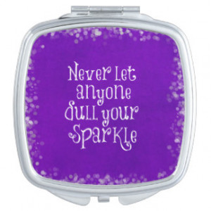 Purple Girly Inspirational Sparkle Quote Mirror For Makeup