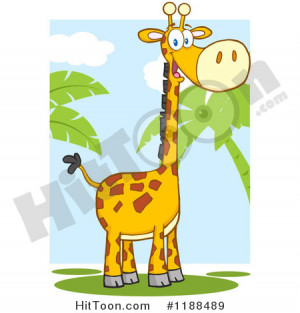 Cartoon Cute Happy Giraffe...