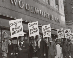 Segregation is Wrong: Protester Picket the Woolworth store