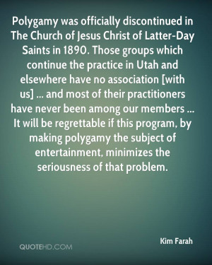 Polygamy was officially discontinued in The Church of Jesus Christ of ...