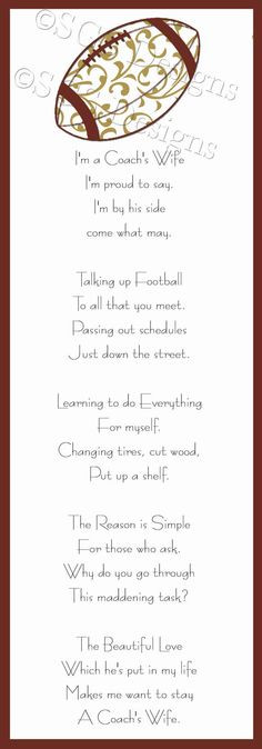 Football Mom Poem Coach's wife football poem