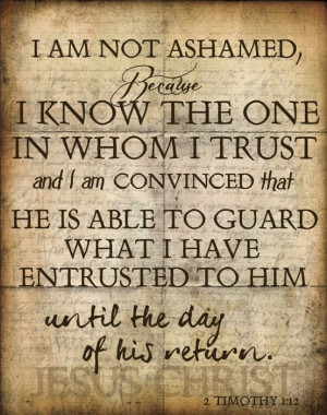 Am Not Ashamed, I’ll Take a Stand