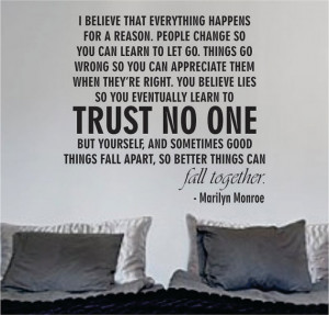 Marilyn Monroe Trust No One Quote Decal Sticker Wall Art Words