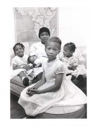 Betty Shabazz, wife of Malcolm X, with their daughters.