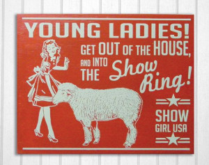 Wool Sheep Livestock Show Retro Hand Screened Wood Sign