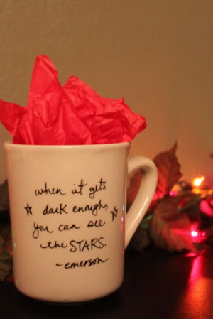 Get a cute or Xmas mug (Starbucks sells pretty Xmas ones) throw tissue ...