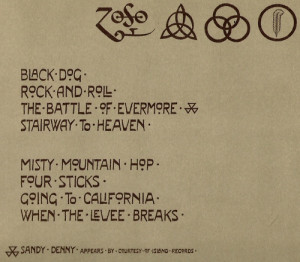 Personal vinyl Led Zeppelin back cover Stairway to heaven