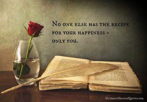 ... book with a feather pen and the quote, No one else has the recipe for