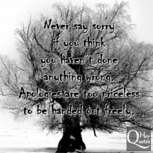 say sorry if you think you haven’t done anything wrong. Apologies ...