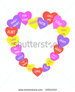 colorful heart shaped with hearts with sayings, copy space - stock ...