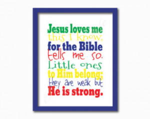 Jesus Loves Me This I Know 8 x 10 d igital print in Primary Colors ...