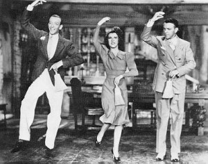 Fred Astaire, Gracie Allen, and George Burns in a dance from 'Damsel ...