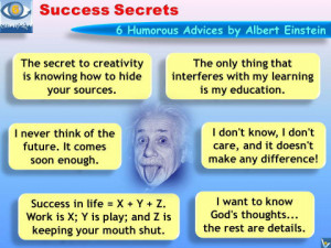 Albert Einstein humorous quotes, success tips, jokes