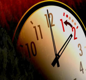 ... fall back and since its almost spring we set the clocks an hour ahead